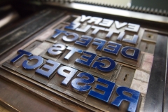 Letterpress type in the chase